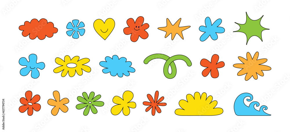 Aufkleber vector set of minimalist design elements, flowers - abstract background elements for branding, packa