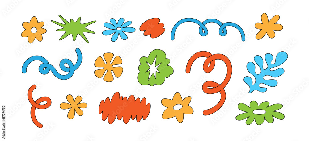 Aufkleber vector set of minimalist design elements, flowers - abstract background elements for branding, packa