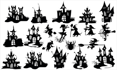 Vector halloween silhouette element collection