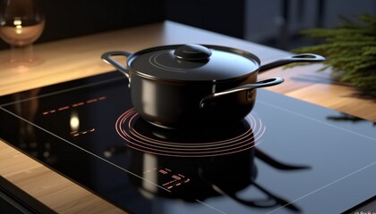 Induction hob in a modern kitchen close-up