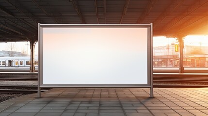 Billboard on Railway Platform Background with High Speed Rail Mockup