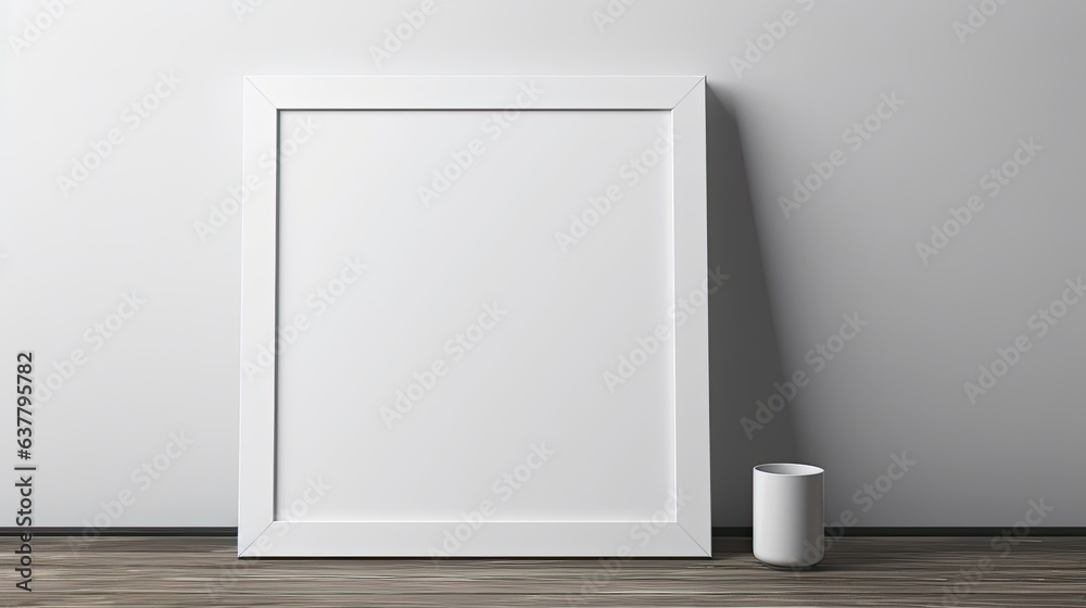 Poster square artwork template displayed in an interior design with a blank mockup frame on the wall