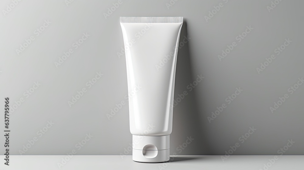 Poster a white tube template for cosmetic packaging with blank space for text or design . mockup image