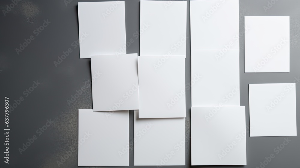 Aufkleber Minimal business brand template with grey background and copy space on blank paper sheet cards. Mockup image
