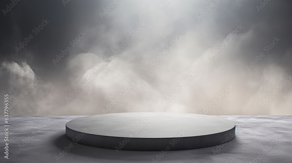 Aufkleber concept for a landing page with abstract background concrete ground foggy clouds and mock up placeme