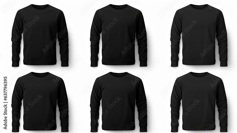 Poster isolated mockup of a black shirt template with front and back views presented for print design