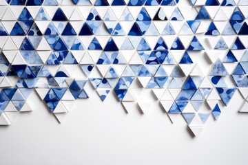 Naklejka na ściany i meble A vibrant composition of blue triangles on a pristine white backdrop