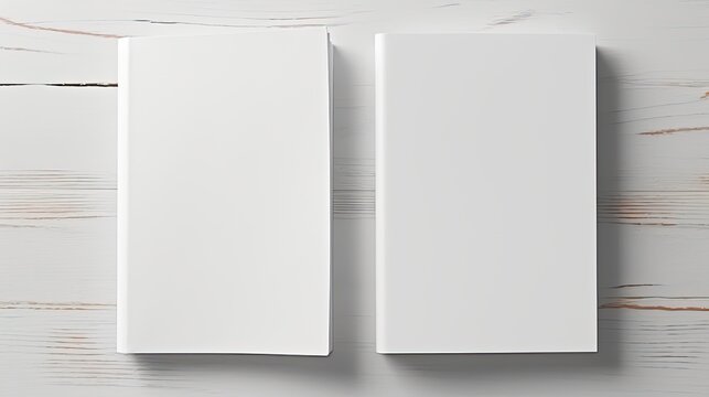 Two blank books with no illustrations ready for design Image placeholder available. Mockup image