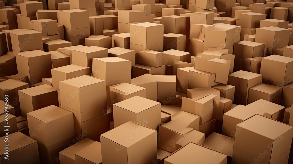 Aufkleber many brown boxes empty area. mockup image