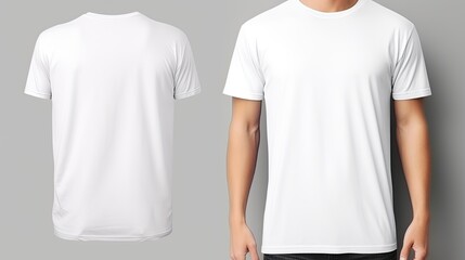 White t shirt design fashion concept man and boy closeup isolated mock up. Mockup image