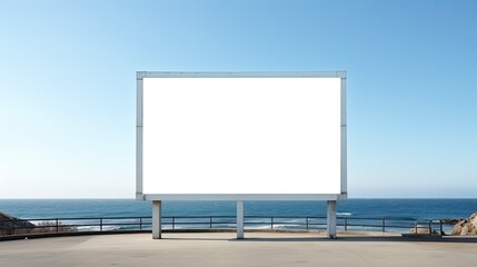 Obraz premium White blank mockup billboard for outdoor advertising near the beach
