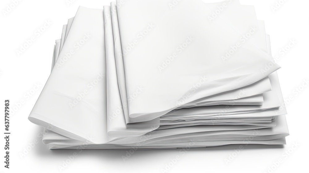 Poster white paper sheets folded and isolated on white. mockup image