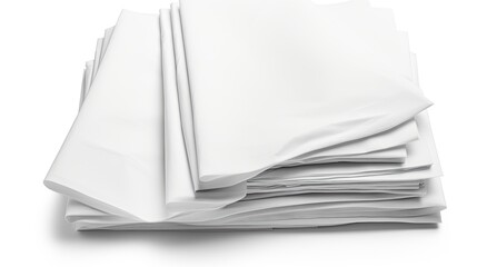White paper sheets folded and isolated on white. Mockup image