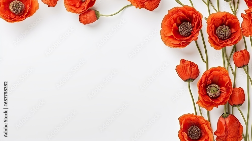 Aufkleber Graphic design for branding and aesthetic logos using blank paper sheets and mockup copy space with dry poppy pods on a white background