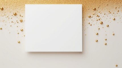 Gold colored elements on a white background create an elegant invitation or business card design with empty space for text. Mockup image - Powered by Adobe