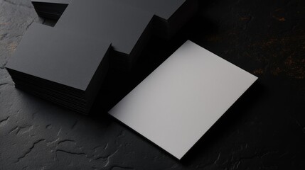 Blank business cards with mockup on black background and space for text