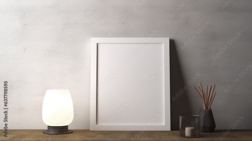 Poster square artwork template displayed in an interior design with a blank mockup frame on the wall
