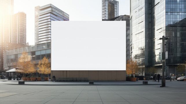 A Big Digital Screen For Outdoor Media With A Blank Advertising Mockup In An Urban City