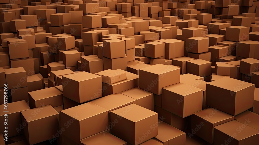 Aufkleber many brown boxes empty area. mockup image
