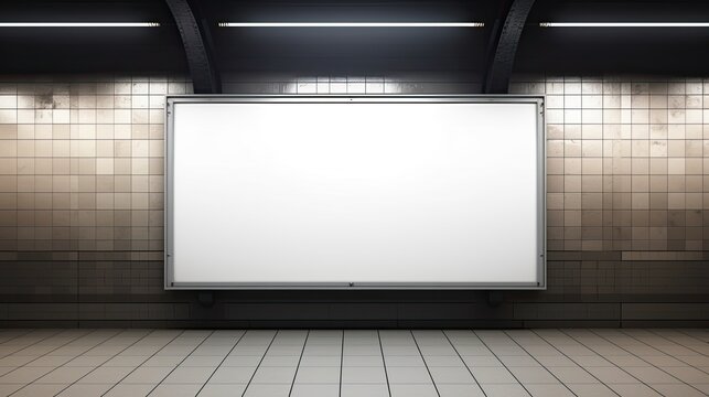 Subway station advertising with blank white posters and LED display mocked up. Mockup image