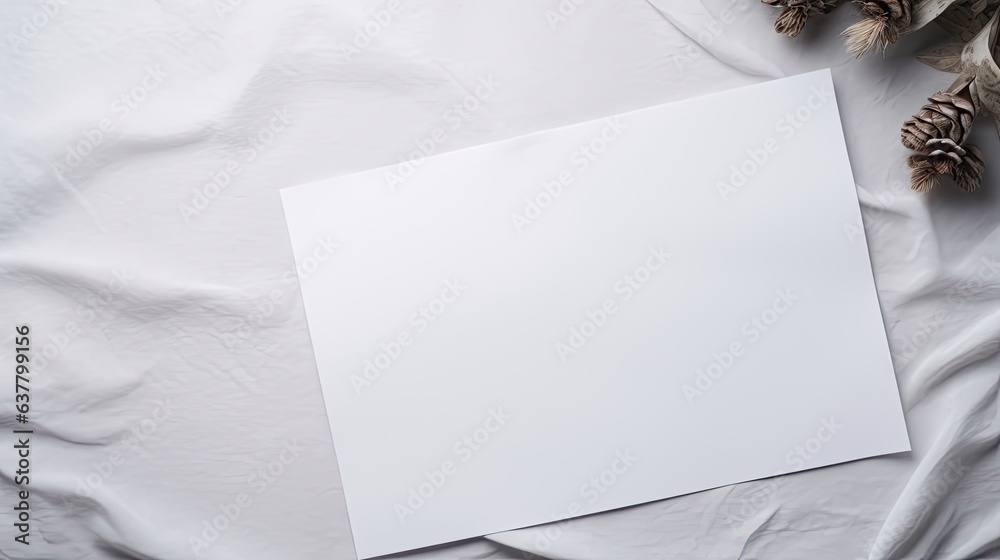Aufkleber minimal brand template with blank cards on grey table flatlay top view. mockup image