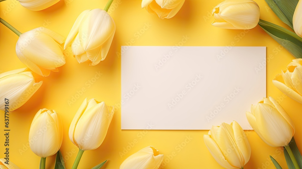Poster template for aesthetic floral branding cards with flower background and copy space. mockup image