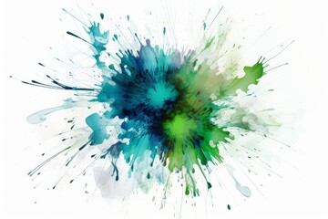 A colorful paint splatter abstract artwork on a blank canvas