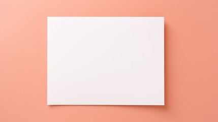 Minimal brand template with blank mockup on pastel coral background Flat lay top view
