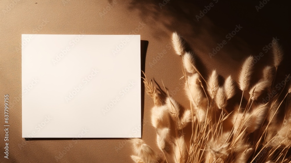 Aufkleber minimal business brand template featuring a blank paper sheet with copy space surrounded by fluffy d