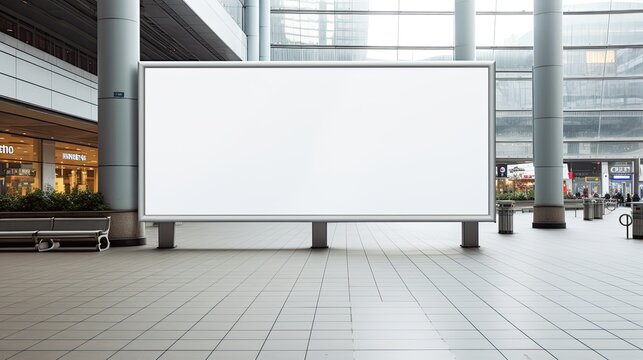 Blank advertisement in contemporary mall for prototype. Mockup image