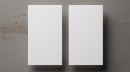 Vertical business cards on white textured paper background in a mockup
