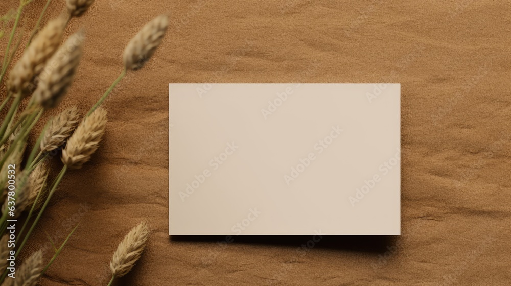 Aufkleber simple business brand template with blank paper card and mockup copy space on a natural background i