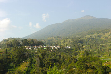 Naklejka premium Views of mountains and terraced rice fields Pictures of Natural Scenery in Indonesia