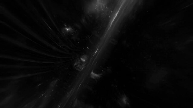 Black background of the universe warping. Seamless loop