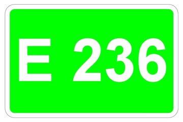 Illustration eines Europastraßenschildes der E 236 in Europa	