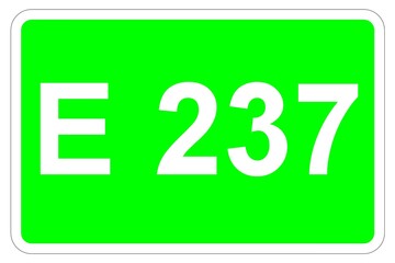 Illustration eines Europastraßenschildes der E 237 in Europa	