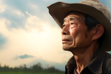 空を見上げる男性　with generative ai