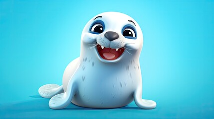 Cute 3D cartoon seal character.
