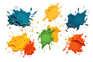 Set of paint splashes on white clear background