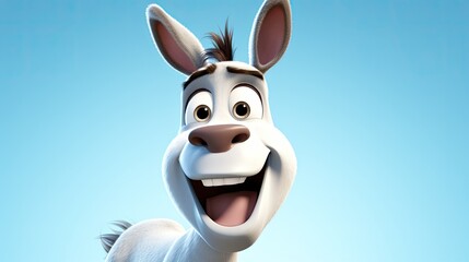 Cute 3D cartoon donkey character.