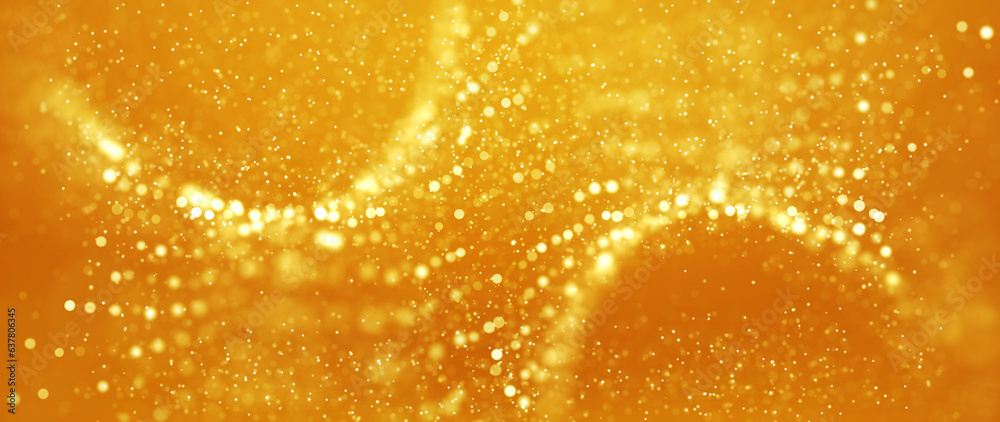 Sticker golden particles shining stars dust bokeh glitter awards dust abstract background. futuristic glitte