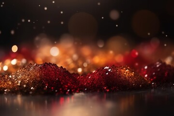 Obraz premium Red and gold glitter close-up