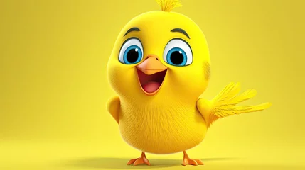 Fotobehang Cute 3D cartoon canary character. © AdriFerrer