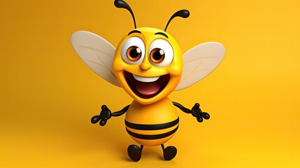 Cute 3D cartoon bee character. - obrazy, fototapety, plakaty