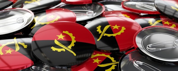 Angola - round badges with country flag - voting, election concept - 3D illustration