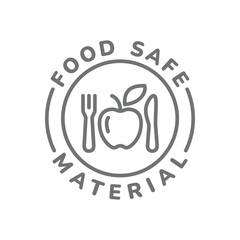 Food safe material line label. Vector outline sticker for food safety.