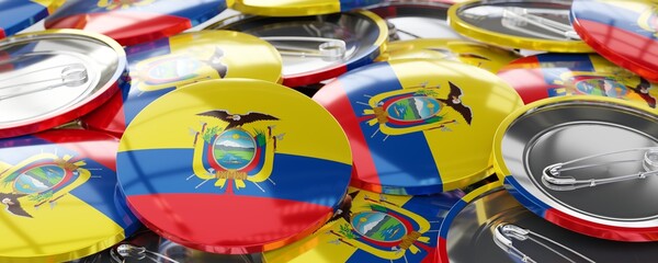 Ecuador - round badges with country flag - voting, election concept - 3D illustration