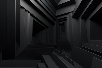 A black and white hallway