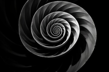 A mesmerizing black and white spiral, capturing the beauty of patterns and symmetry - obrazy, fototapety, plakaty
