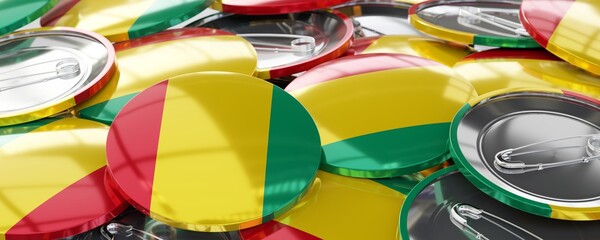 Guinea - round badges with country flag - voting, election concept - 3D illustration